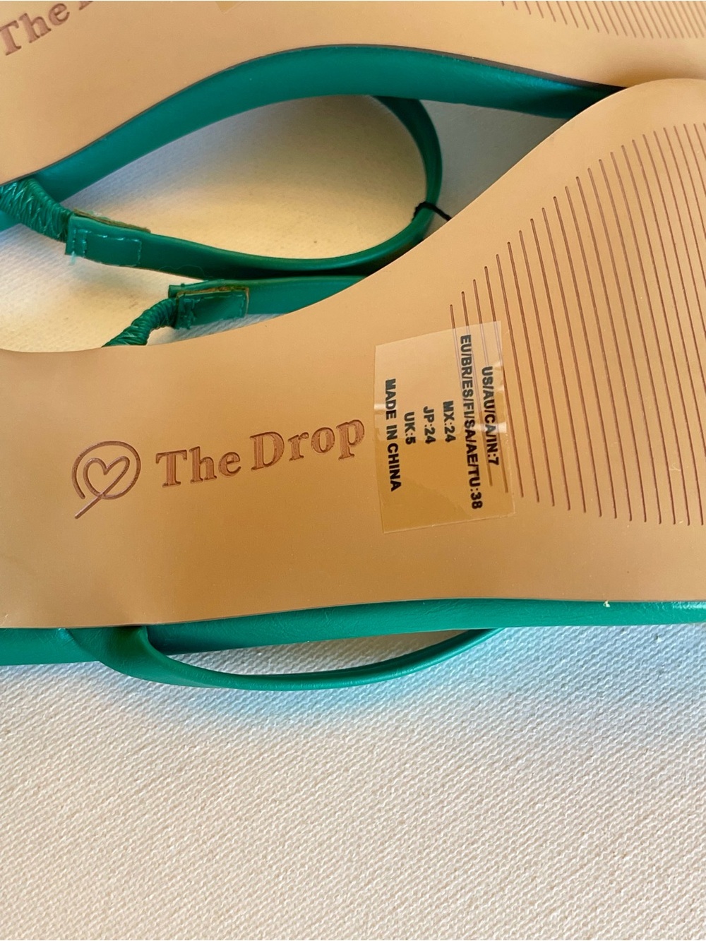 NEW THE DROP AVERY SQUARE TOE TWO STRAP HIGH HEELED SANDAL ULTRAMARINE GREEN SZ7 - Picture 13 of 16